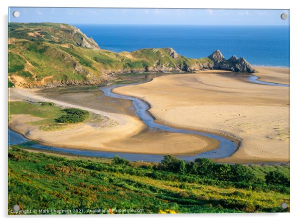 Three Cliffs Bay beach, The Gower, Wales Acrylic by Photimageon UK