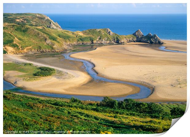 Three Cliffs Bay beach, The Gower, Wales Print by Photimageon UK