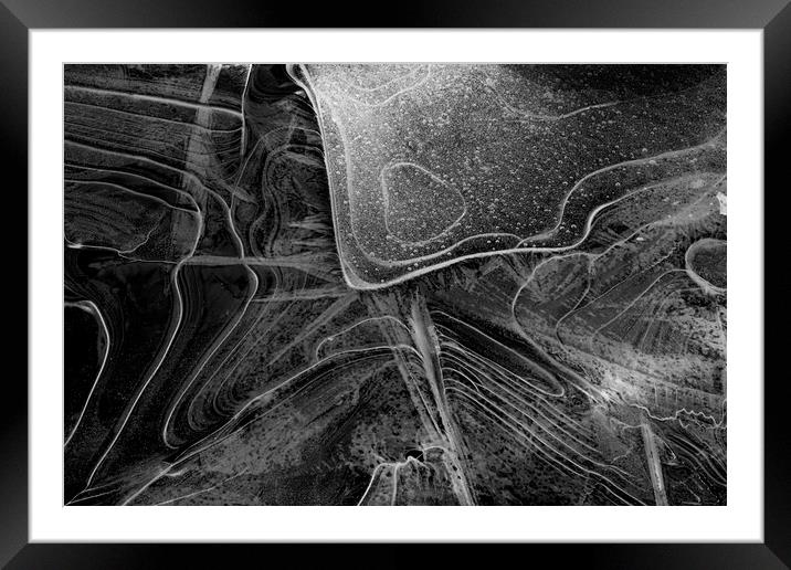 Ice patterns, Rannoch Moor, Scotland, UK Framed Mounted Print by Geraint Tellem ARPS
