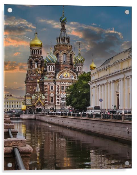 Church of Savior on the Spilled Blood in St Petersburg, Russia Acrylic by Dave Williams