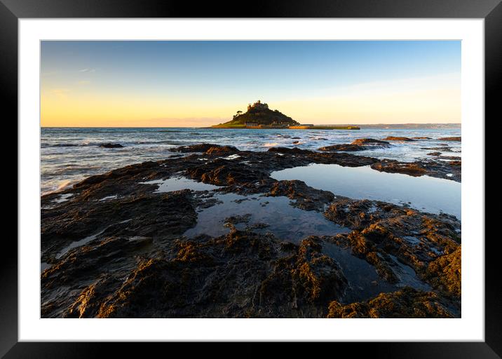 Saint Michael's Mount at dawn Framed Mounted Print by Michael Brookes