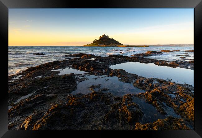 Saint Michael's Mount at dawn Framed Print by Michael Brookes