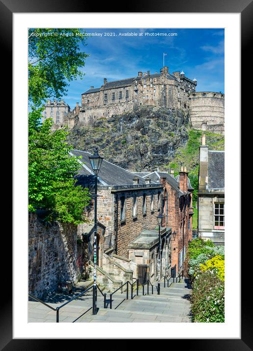 The Vennel and Edinburgh Castle Framed Mounted Print by Angus McComiskey