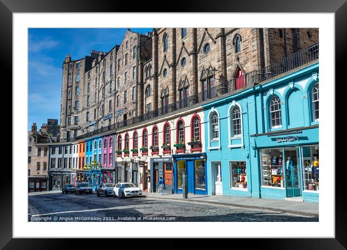 Victoria Street down to the Grassmarket, Edinburgh Framed Mounted Print by Angus McComiskey