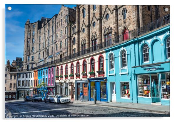 Victoria Street down to the Grassmarket, Edinburgh Acrylic by Angus McComiskey