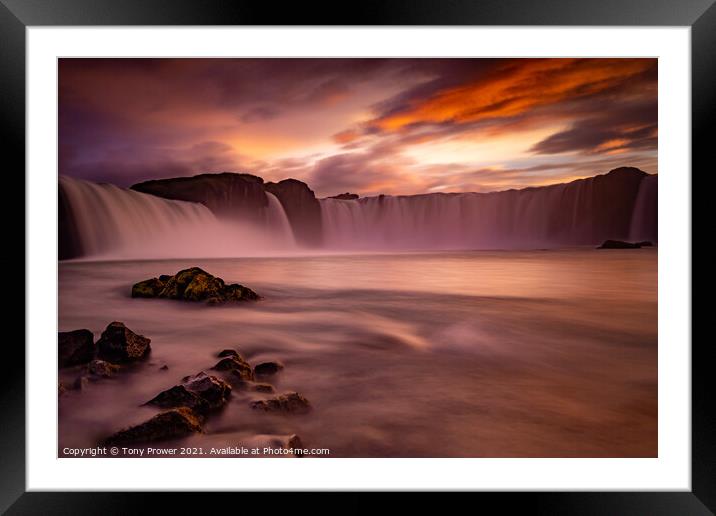 Goðafoss Rocks Framed Mounted Print by Tony Prower