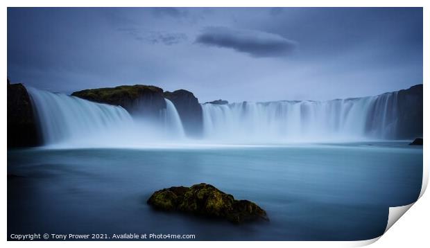 Goðafoss Blue Print by Tony Prower