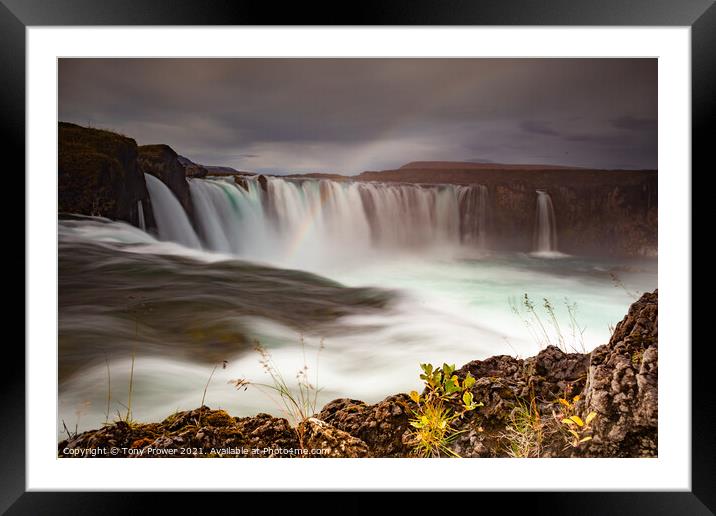 Goðafoss waterfall ledge Framed Mounted Print by Tony Prower