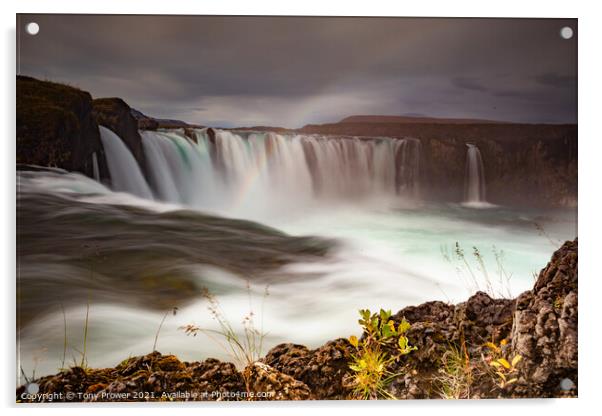 Goðafoss waterfall ledge Acrylic by Tony Prower