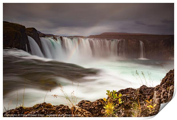 Goðafoss waterfall ledge Print by Tony Prower