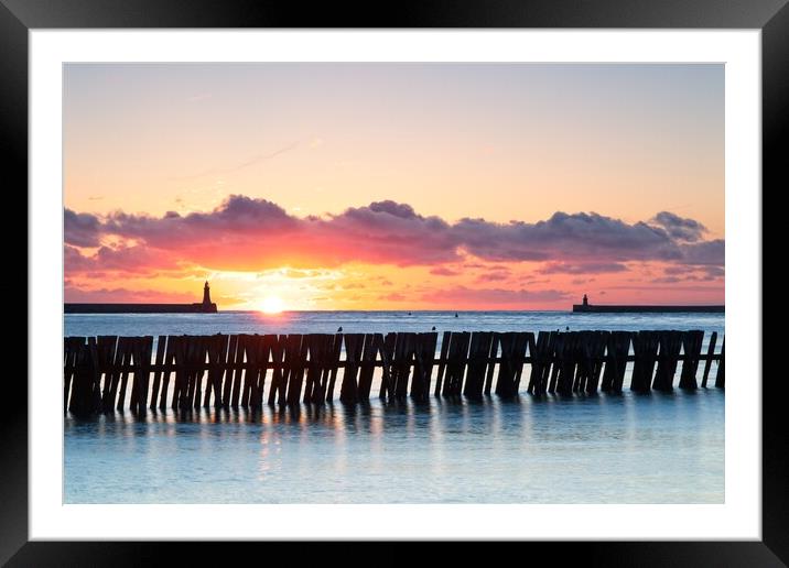 Mouth of the Tyne Sunrise Framed Mounted Print by Rob Cole