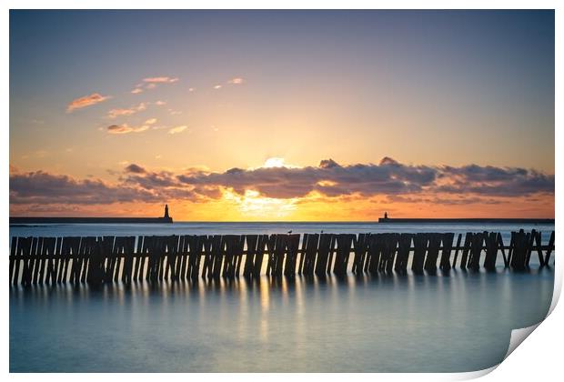 Mouth of the Tyne Sunrise Print by Rob Cole