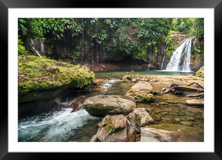 Waterfall Guadeloupe Framed Mounted Print by peter schickert