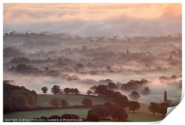 Fog in the Severn Valley Print by Bruce Little