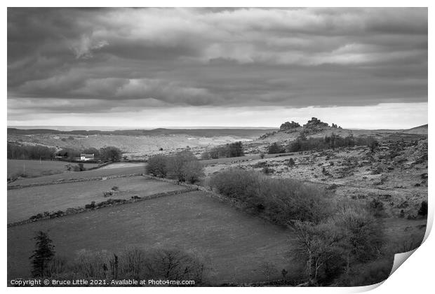 Hound Tor in Black and White Print by Bruce Little