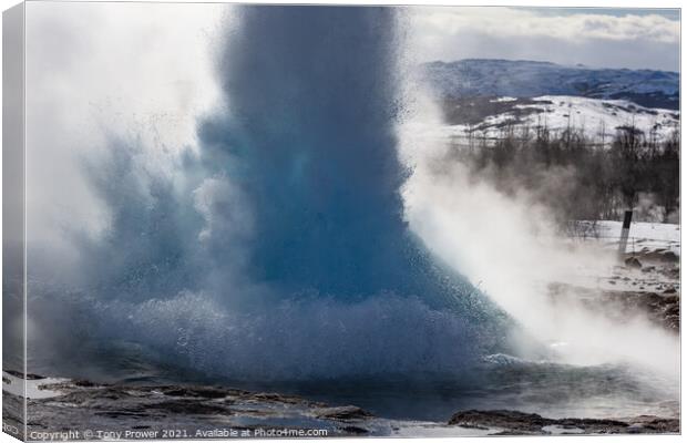 Strokkur Eruption Canvas Print by Tony Prower