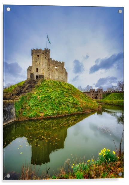 The Keep, Cardiff Castle Acrylic by Richard Downs