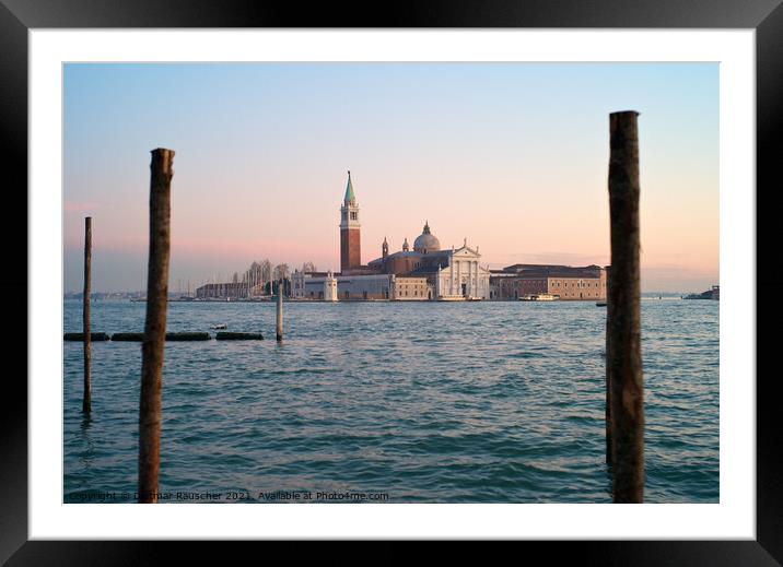 San Giorgio Maggiore in Venice in the Evening  Framed Mounted Print by Dietmar Rauscher