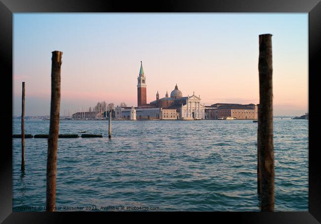 San Giorgio Maggiore in Venice in the Evening  Framed Print by Dietmar Rauscher
