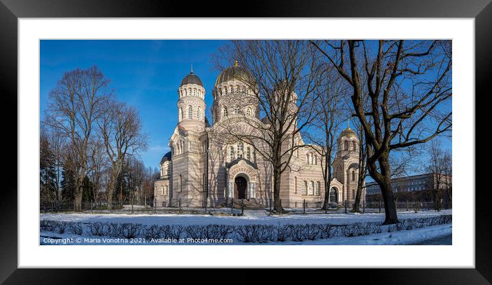 Riga Nativity of Christ Cathedral in winter in Latvia Framed Mounted Print by Maria Vonotna