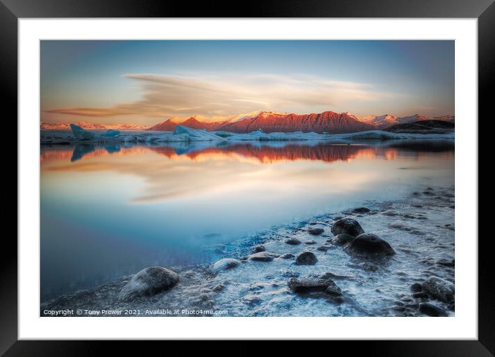 Frozen Shore Framed Mounted Print by Tony Prower