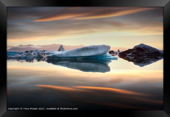 Iceberg reflections Framed Print by Tony Prower