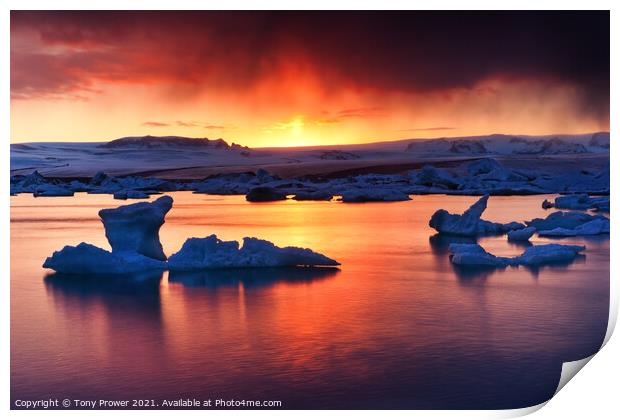 Glacier sun Print by Tony Prower