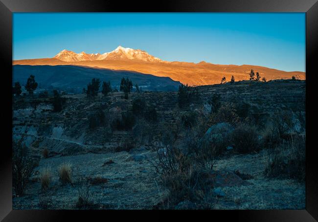 Andes Mountain Landscape near Yanque, Colca Canyon, Peru at Dawn Framed Print by Dietmar Rauscher