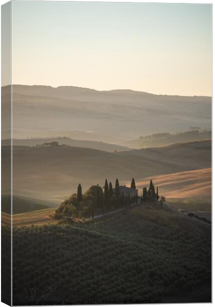 Podere Belvedere Villa in Val d'Orcia, Tuscany, Italy at Sunrise Canvas Print by Dietmar Rauscher