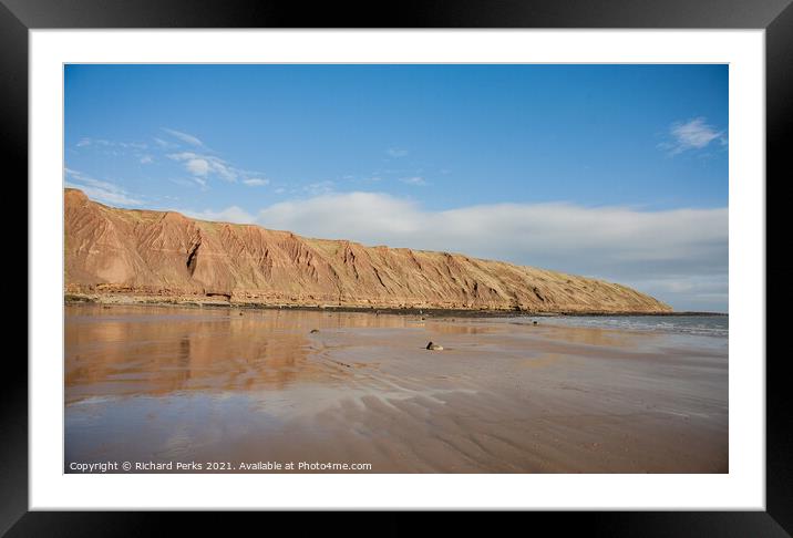 Filey Brigg reflections Framed Mounted Print by Richard Perks