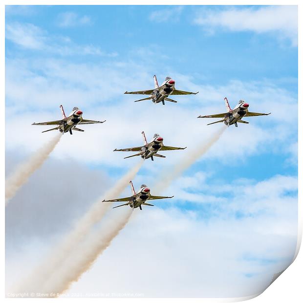 Thunderbirds F16 Fighting Falcons Aerobatic Team Print by Steve de Roeck