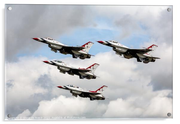Thunderbirds F16 Fighting Falcons Aerobatic Team Acrylic by Steve de Roeck