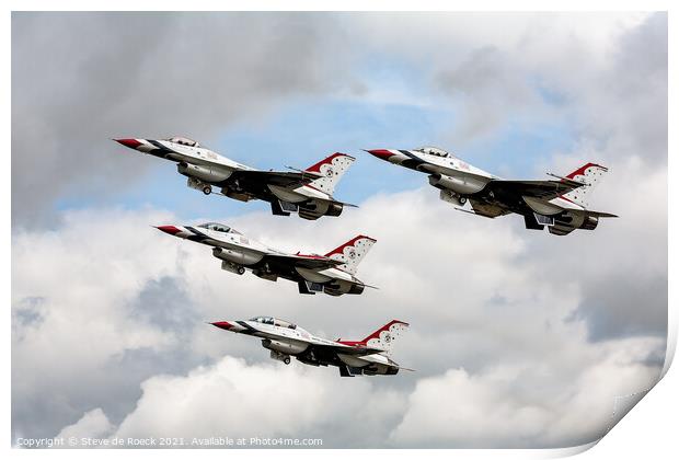 Thunderbirds F16 Fighting Falcons Aerobatic Team Print by Steve de Roeck