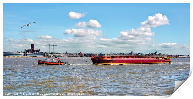 Outdoor MTS Taktow towing a barge down the River Mersey Print by Frank Irwin