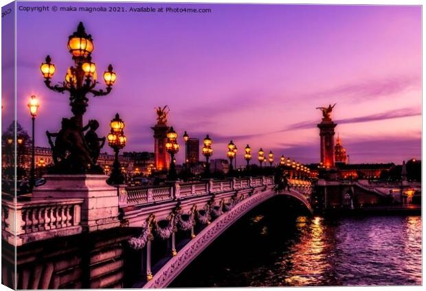 Bridge in France City Paris Canvas Print by maka magnolia