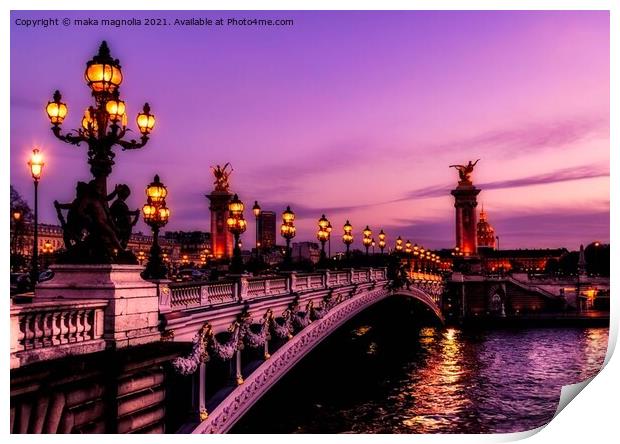 Bridge in France City Paris Print by maka magnolia