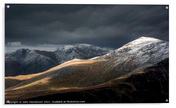 Winter on the Carneddau mountains of Snowdonia Acrylic by John Henderson