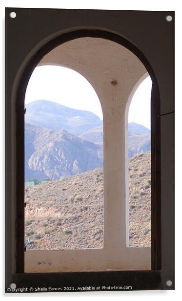 Through the Arches to the Mountains Acrylic by Sheila Eames