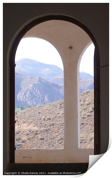 Through the Arches to the Mountains Print by Sheila Eames