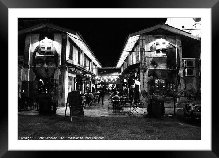 Blurry view into a restaurant and Coffee shop area Framed Mounted Print by Hanif Setiawan