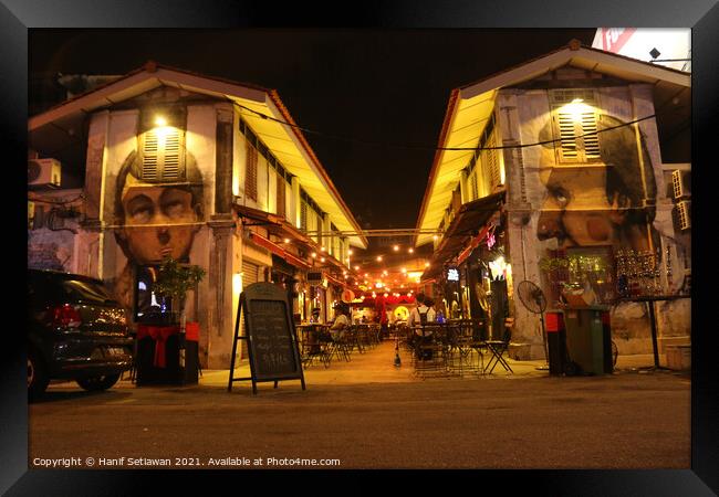 Blurry view into a restaurant and Coffee shop area Framed Print by Hanif Setiawan