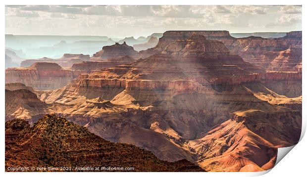 Grand Canyon South Rim as seen from  Desert View, Arizona, USA Print by Pere Sanz