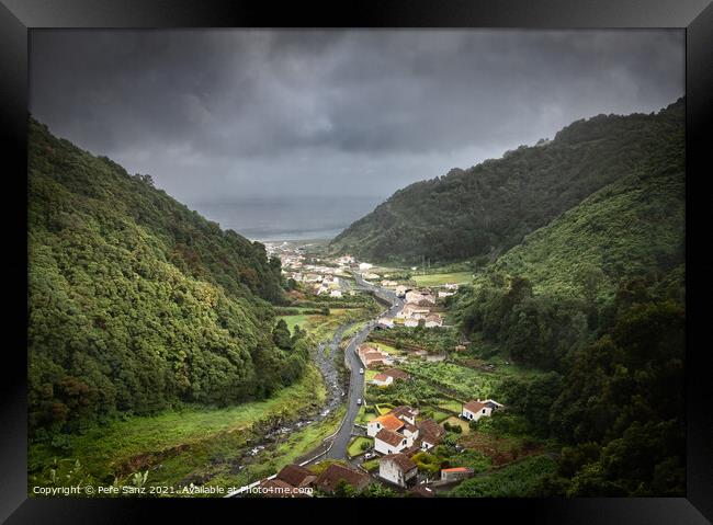 Moody Weather on a Valley in Sao Miguel, Azores Islands Framed Print by Pere Sanz