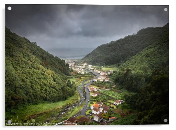 Moody Weather on a Valley in Sao Miguel, Azores Islands Acrylic by Pere Sanz