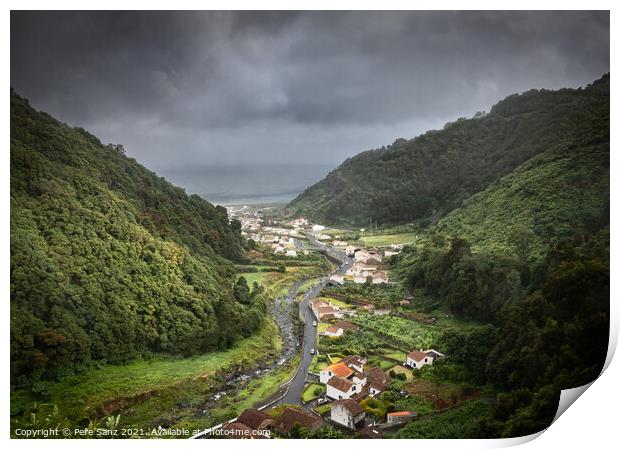 Moody Weather on a Valley in Sao Miguel, Azores Islands Print by Pere Sanz