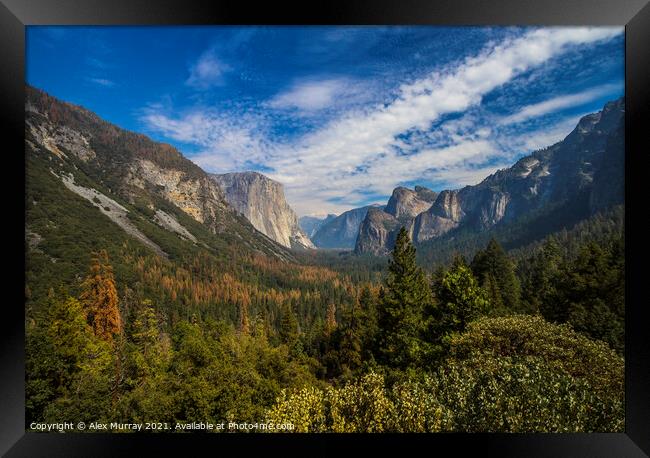 Yosemite Valley Tunnel View Framed Print by Alex Murray