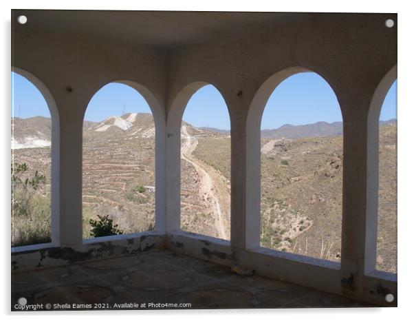 Through the Arches to the Mountain Path Acrylic by Sheila Eames