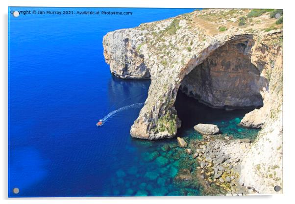 The Blue Grotto, Malta Acrylic by Ian Murray