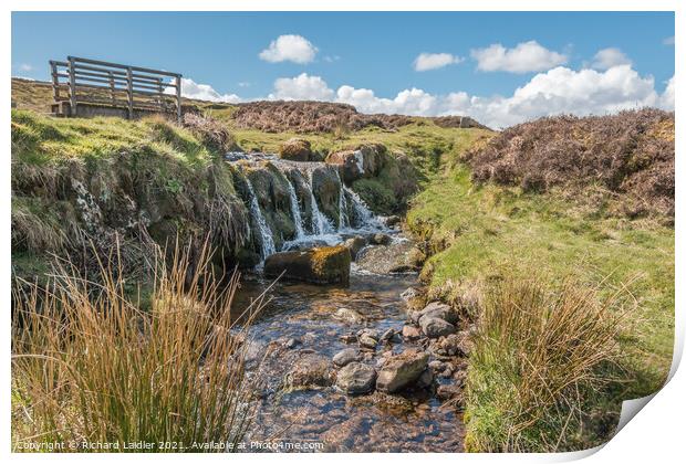 Barningham Moor Beck and Waterfall Print by Richard Laidler