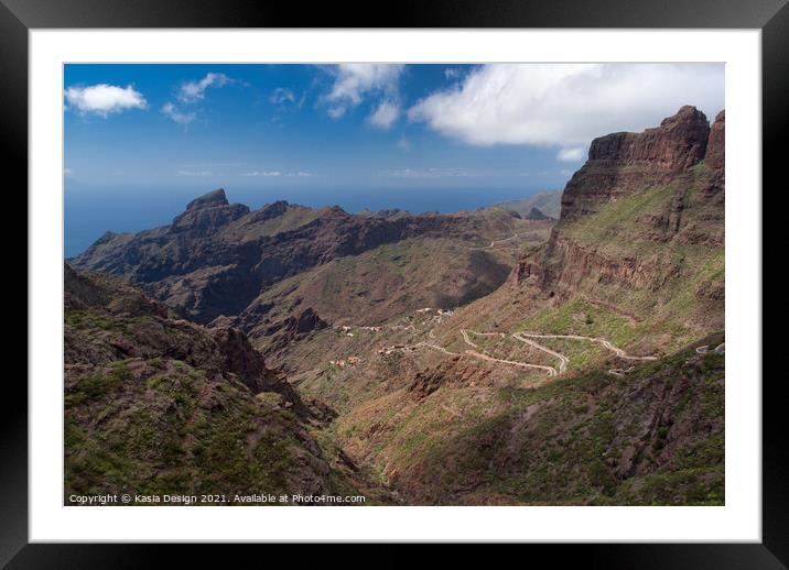 The Winding Road to Masca, Tenerife, Spain Framed Mounted Print by Kasia Design